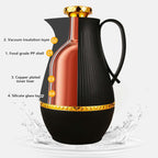 Insulated Thermal Coffee Carafe, 33 oz, Luxury Arabic-Style Insulated Carafe Flask,Coffee Tea Pot,with Spout and Glass Liner for Hot Cold Water,Housewarming Ornaments (Black)