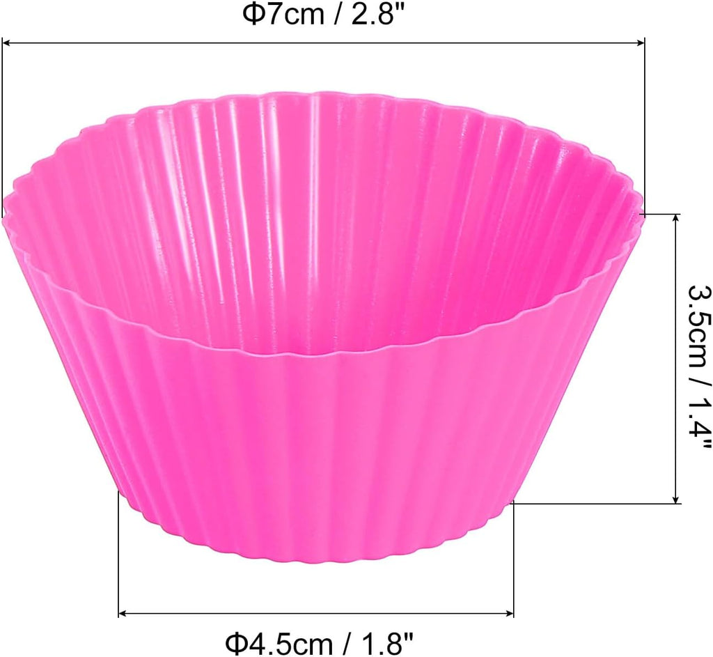 uxcell 18Pcs Silicone Cupcake Liners, Non-Stick Baking Cups, for Cooking Eggs, Baking Muffins and Make a Cake(Rose Red)