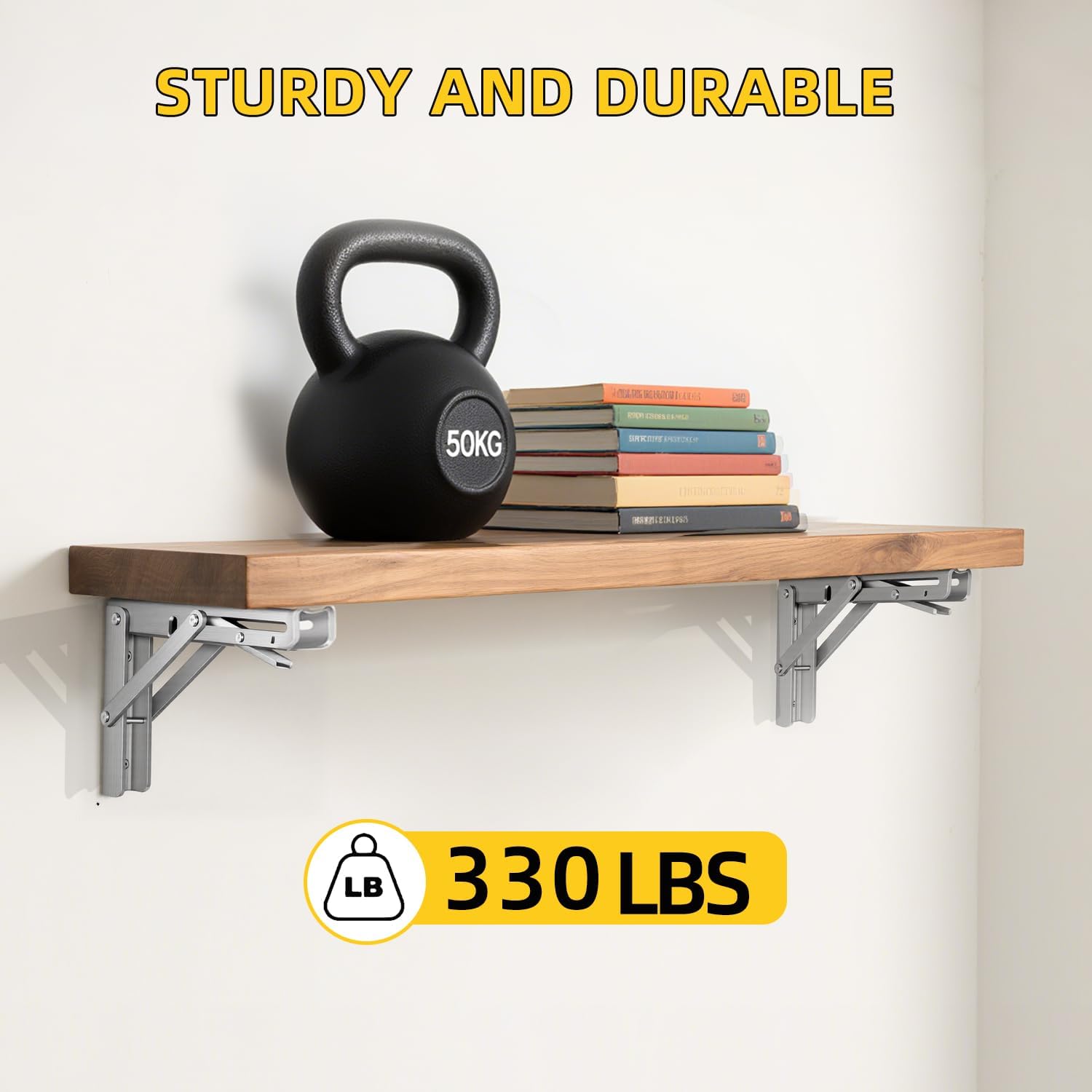 10 Inch Folding Shelf Brackets, 2 Pack Collapsible Heavy Duty Shelf Brackets for Fold Down Desk, Stainless Steel