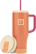 IRON °FLASK Co-Pilot Insulated Mug w/Boot, Straw & Flip Cap Lids - Cup Holder Bottle for Hot, Cold Drink - Leak-Proof - Water, Coffee Portable Travel Mug - Dream Sunset, 40 Oz