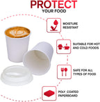 Smygoods White Disposable Paper Coffee Cups with Lids (8 OZ, 100 Count) For Hot Beverages, Tea, Espresso, Cocoa - To Go Drink Containers, Café & Office