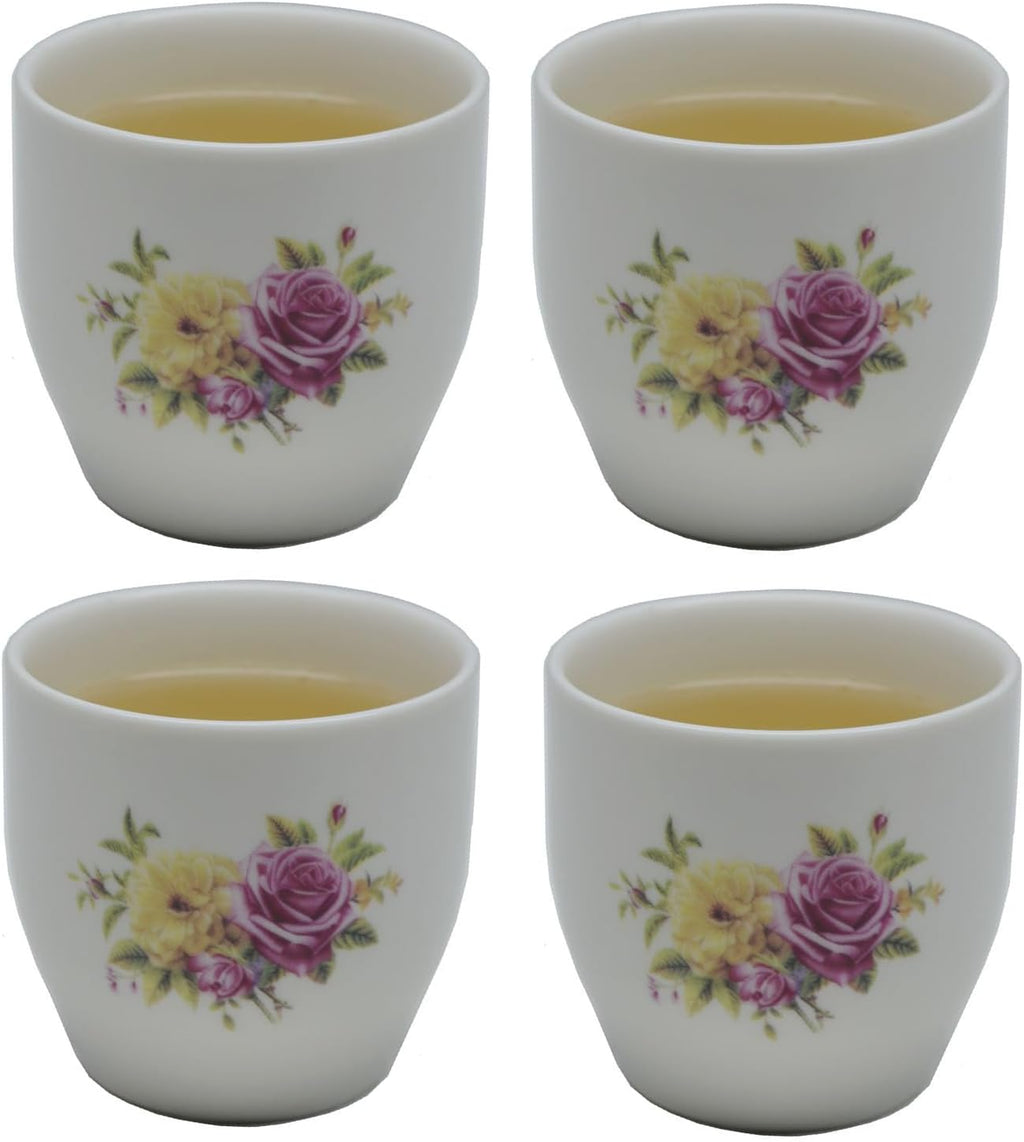 Liang baobao Porcelain Teacup, 5oz Cups Painted Flowers Coffee Tea Water Pot Ceramic Kettle Tea pot Accessories (cup*4)