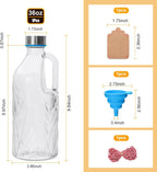 1 Pack 36oz Clear Glass Pitcher with Lid and Handle,Coffee Carafe Beverage Serveware,Water Jug for Making Tea and Juice