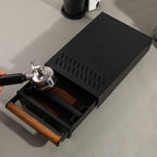 Espresso Knock Box Drawer with Handle Coffee Grounds Container Stainless Steel Coffee Knock Box Accessories (BLACK)