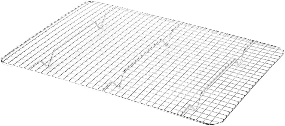 Restaurantware Met Lux 9.8 x 14.8 Inch Wire Baking Rack 1 Heavy-Duty Oven Wire Rack - Fits Jelly Roll Pan Dishwashable Stainless Steel Cooling Rack Elevated Feet Oven-Ready Up To 575F