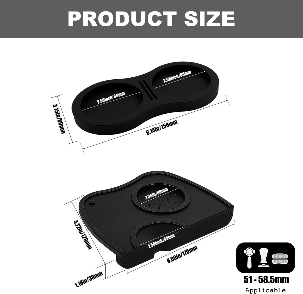 2-Piece Coffee Tamping Set with Silicone Tamper Mat & Tamper Holder | Storage Distributor/Tamper/Puck Screen | Essential Barista Espresso Accessories for Coffee Bar