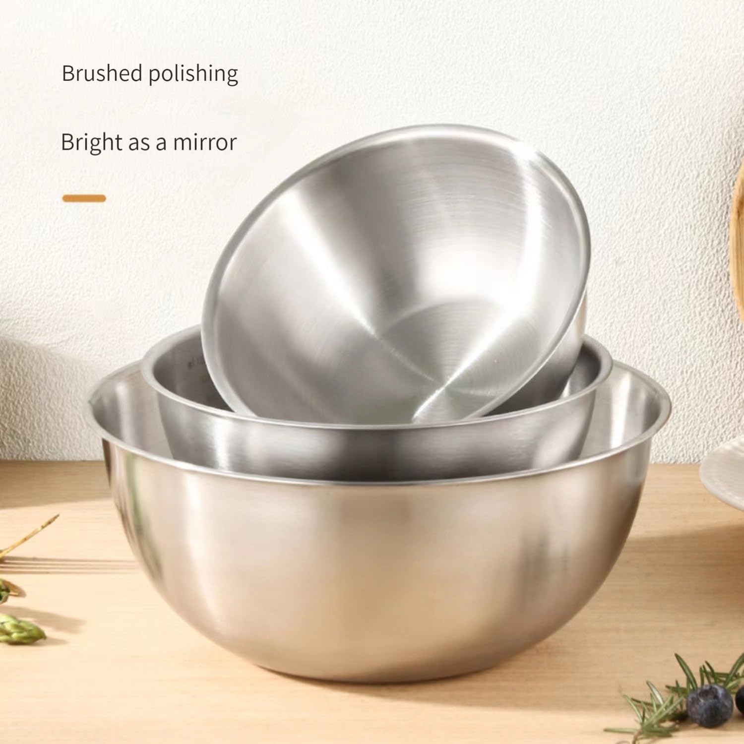 MANHONGYU Stainless Steel Mixing Bowls-3 Packs Thicker Stainless Steel Mixing Bowls Set- Nesting Bowls for Space Saving Storage, Great for Cooking, Baking, Prepping