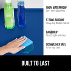 GORILLA GRIP Waterproof Silicone Under Sink Mat with Raised Lip for Kitchen and Bathroom, Cabinet Shelf Liner Stay in Place Mats Dishwasher Safe Drawer Liner, Organizer Tray, 15 x 22 in, Blue