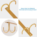 Mug Rack Under Cabinet - Coffee Cup Holder, 12 Mugs Hooks Under Shelf, Display Hanging Cups Drying Hook for Bar Kitchen Utensils Gold