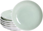 Set of 6 Dinner Plates 8 Inch, Green Porcelain Plates, Microwave Oven Dishwasher Safe Scratch Resistant
