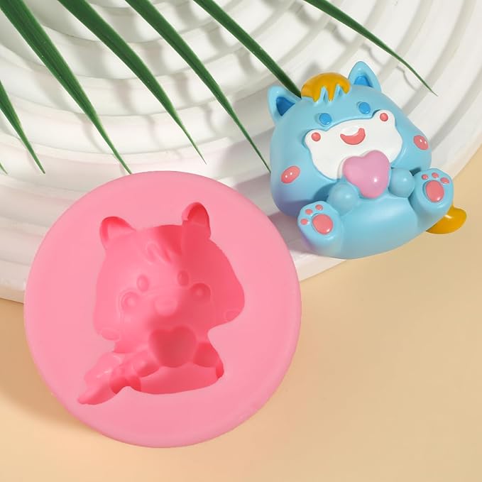 1 Pcs Pony Chocolate Fondant Mold, Cartoon Animal Cake Decoration Silicone Mold, for Kitchen Baking Cookies Butter Dough Making Candy Jelly Pudding, Clay Works Flower Paste Resin Plaster