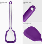 600ºF Heat Resistant Silicone Turner: U-Taste 13.6in Solid Kitchen Spatula Flipper, Food Grade Flexible & Thin Rubber Seamless Cooking Utensil for Flipping Egg, Pancake in Nonstick Cookware (Purple)