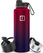 IRON °FLASK Camping & Hiking Hydration Flask with 3 Lids - Stainless Steel, Double Walled & Vacuum Insulated Water Bottle - Leak Proof & BPA Free (Dark Rainbow, Spout - 40 oz)