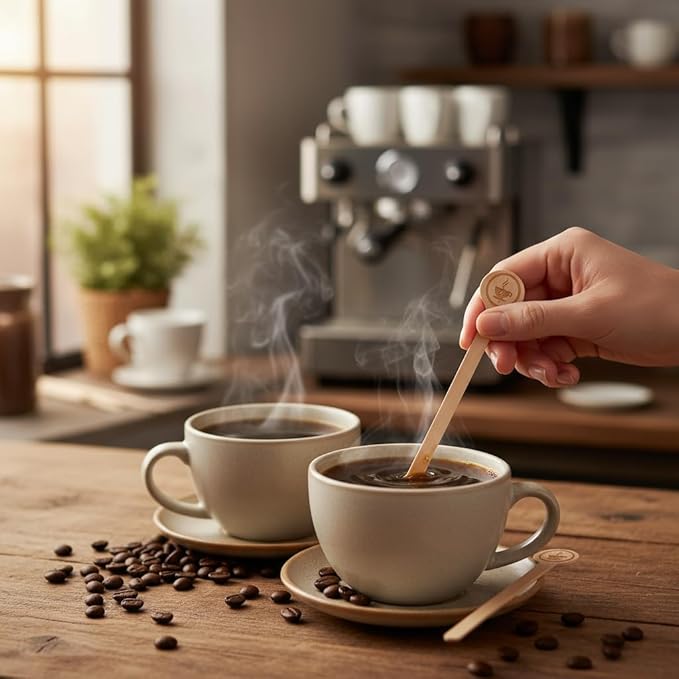 Coffee Stirrers Stir Sticks Wooden Beverage Mixer with Round Ends,Disposable Environmentally Friendly Biodegradable Cafe Grade Beverage Stir Sticks for 6 Inch Coffee Milk Cocktail Tea (100)