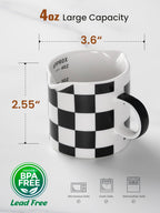 Espresso Cups, 5 OZ Ceramic Double Spouts Cups, Espresso Shot Cup with Handle and Measuring, Small Coffee Mugs Accessories for Espresso Machine Set Suitable for Milk Syrup