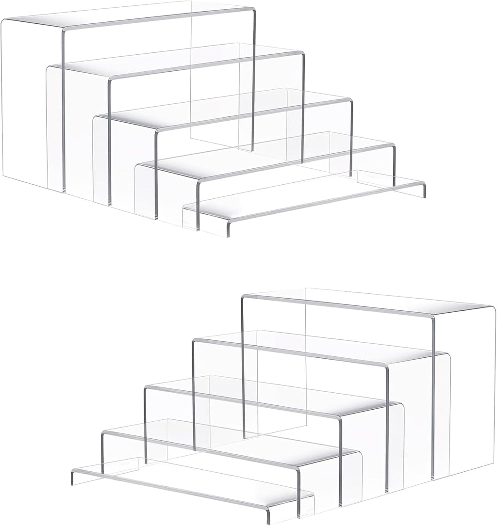 Goabroa 2 Sets 10 Pcs Acrylic Display Risers, Clear Rectangular (7"-8"-9" L) Risers Display Stands, Acrylic Stands for Jewelry, Cupcake, Perfume, Figures