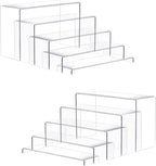 Goabroa 2 Sets 10 Pcs Acrylic Display Risers, Clear Rectangular (7"-8"-9" L) Risers Display Stands, Acrylic Stands for Jewelry, Cupcake, Perfume, Figures