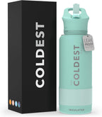 Coldest Insulated Water Bottle with Straw Lid - Stainless Steel Metal Insulated Bottle for Men & Women (Oceanic Green, 32 oz)