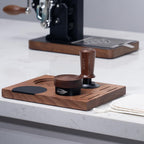 IKAPE 53MM Espresso Tamper Kit 5 IN 1, Wooden Coffee Tamper Set, Coffee Tamper, Distributor, Coffee Base, Puck Screen, Cleaning Towel - Essential for Baristas, Crafted from Durable Walnut Wood