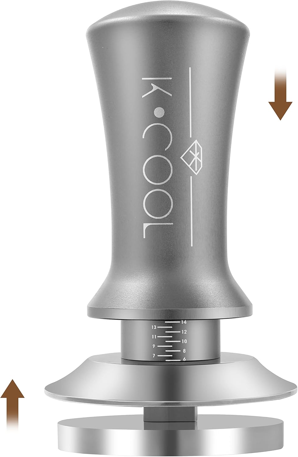 K COOL Espresso Tamper, Coffee Tamper, Premium Barista Tools Tamper with Calibrated Spring 30lb, 100% Stainless Steel Flat Base Tamper with Scale Mark for Espresso Coffee Machine (53mm, Silver)