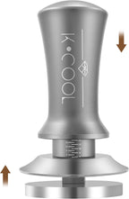 K COOL Espresso Tamper, Coffee Tamper, Premium Barista Tools Tamper with Calibrated Spring 30lb, 100% Stainless Steel Flat Base Tamper with Scale Mark for Espresso Coffee Machine (53mm, Silver)