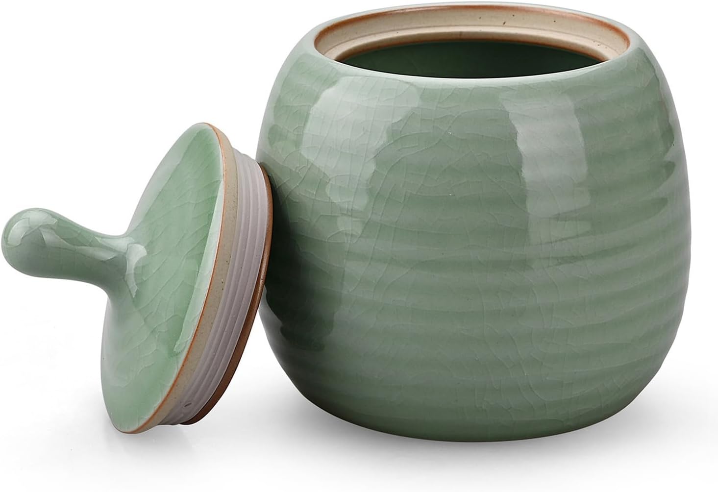 Kitchen Canisters Vintage Ceramic Food Storage Jar with Airtight Lid for Tea, Coffee, Herb, Sugar, Spice, Nuts (Green(ICE))