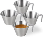 MHW-3BOMBER Espresso Shot Cups with Handle Espresso Measuring Cup Dishwasher Safe 4Pcs Stainless Steel Pouring Cup for Tomato Sauce|Steak Sauce|Dessert|Beverage (Matte Glossy) G7000-OS