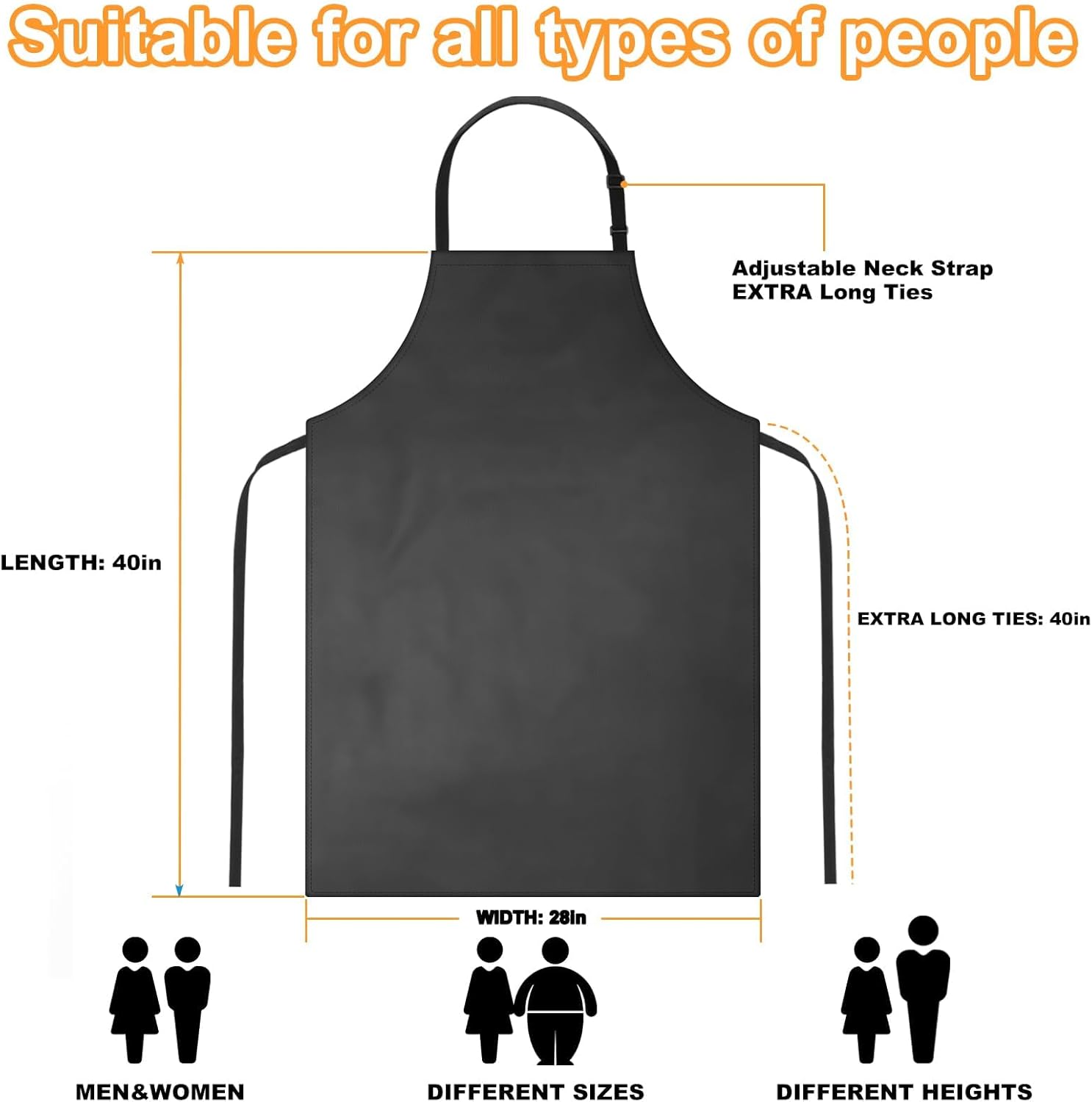 Gotega 6 Pack Waterproof Rubber Vinyl Apron 40 Inch Chef Aprons for Men Heavy Duty Chemical Work Apron Extra Long Grilling Aprons with Adjustable Bib Apron for Dishwashing Lab Butcher Black
