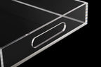 Clear Sturdy Acrylic Serving Tray with Handles-10x15Inch-Serving Coffee,Appetizer,Breakfast,Butler-Kitchen Countertop Tray-Makeup Drawer Organizer-Vanity Table Tray-Ottoman Tray-Decorative Tray