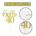 Gold Glitter 40th Birthday Cupcake Toppers 40th Birthday Celebrating Party Decorations - Set of 24