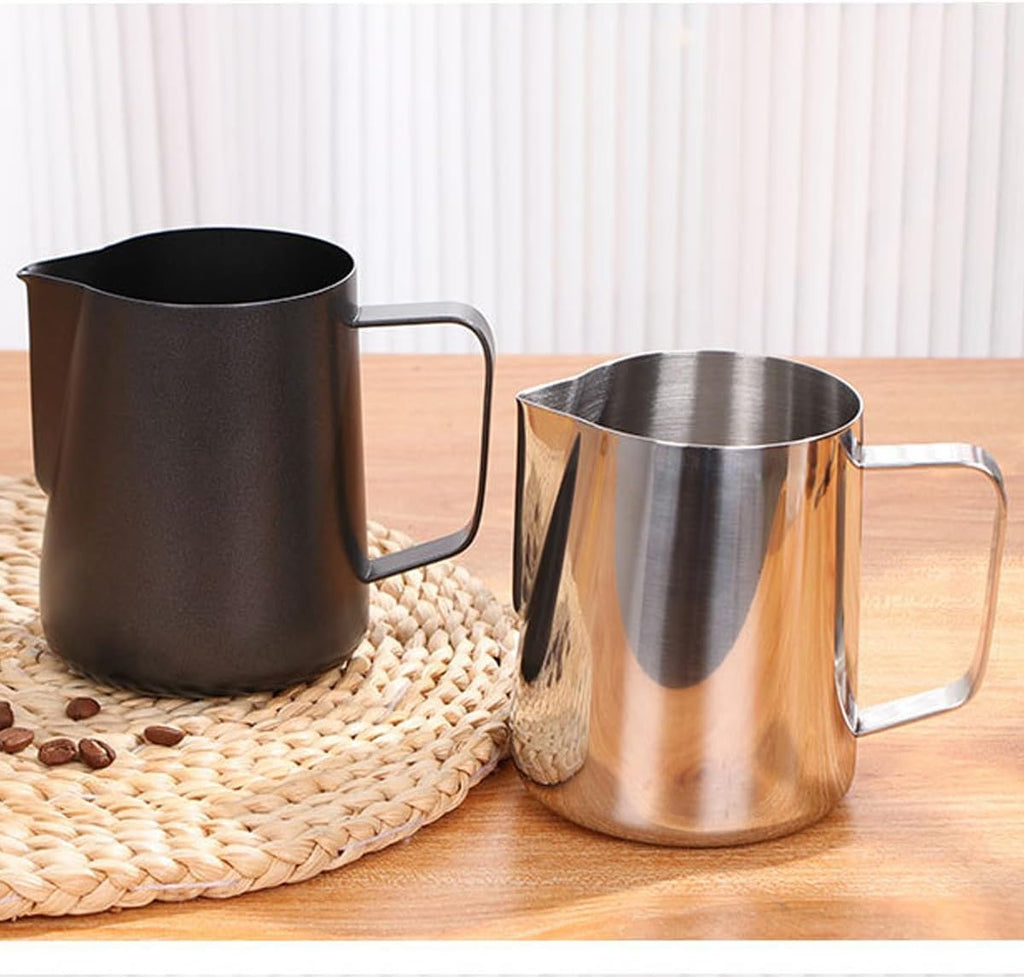 Milk Frother Pitcher 20 OZ，Espresso Milk Frothing Pitcher, Milk Steamer Cup Steaming Pitcher, Stainless Steel Coffee Froth Cup with Latte Art Pen for Coffee Cappuccino (Silver)