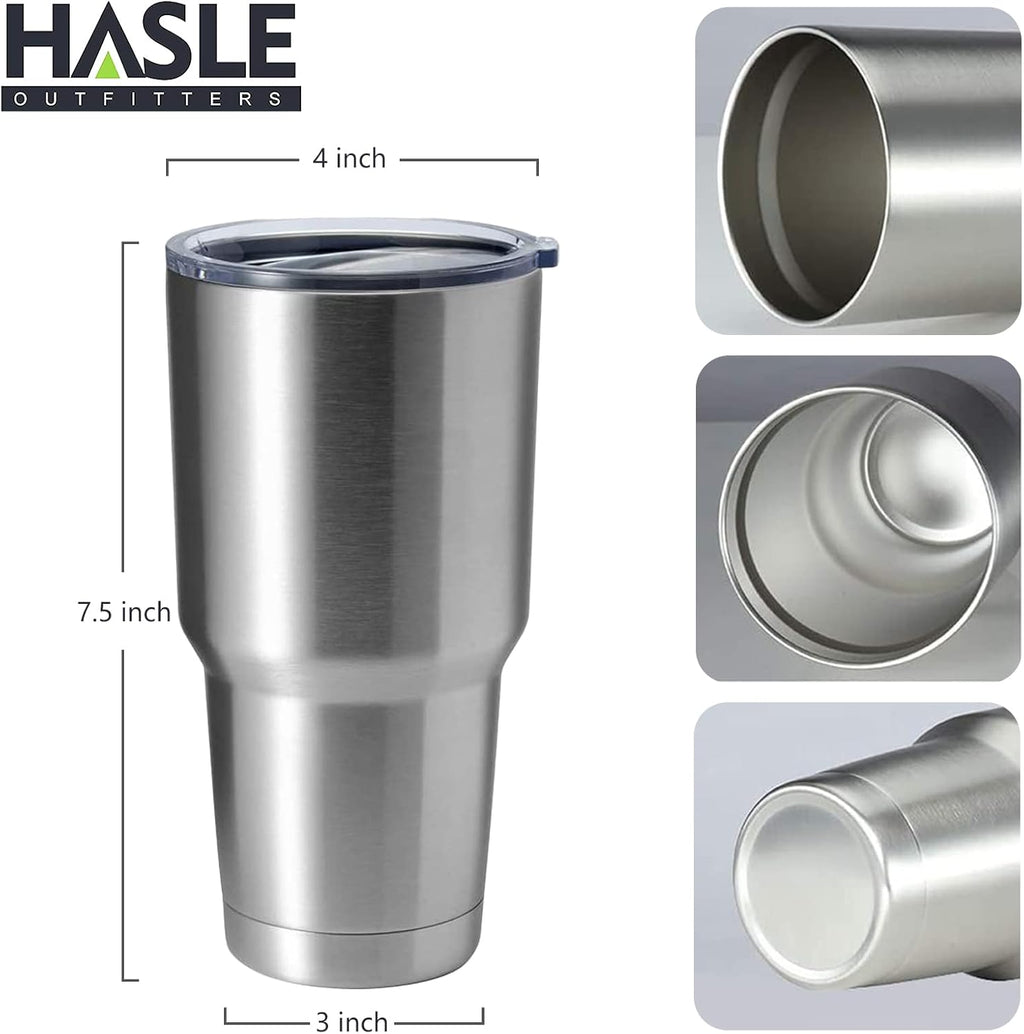 HASLE OUTFITTERS 30oz Stainless Steel Tumbler, Double Wall Vacuum Insulated Travel Mug Tumbler, Durable Insulated Coffee Mug, Gift Box Set (Silver, 1)