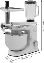 Stand Mixer, 3-in-1 Food Processor Multifunctional Electric Kitchen Mixer with 6 Accessories for Most Home Cooks, 6.34 Qt (White)