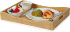 Gobam Bamboo Serving Tray with Handles, 16.5 x 12.4 inch Rectangular Decorative Tray for Entryway, Kitchen, Dining & Living Room, Large Wooden Breakfast Trays for Bed, Coffee Table & Ottoman