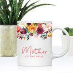 Andaz Press 11oz. Wedding Ceramic Coffee Tea Mug Gift, Fall Autumn Burgundy Orange Peach Flowers Roses Florals, Mother of the Bride, 1-Pack, Includes Gift Box