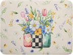 Giwawa Spring Flower Vases Dish Drying Mat for Countertop, 18"x24" Watercolor Floral Mason Jar Dish Drainer Mats, Wildflower Botanical Fast Dry Microfiber Large Dish Drying Pad Decoration