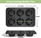TeamFar Muffin Pan, 6 Cup Muffin Tin Cupcake Pan Tray with Nonstick Coating and Stainless Steel Core, for Home/Kitchen Baking, Healthy & Heatproof, Release Easily & Easy Clean, Set of 2