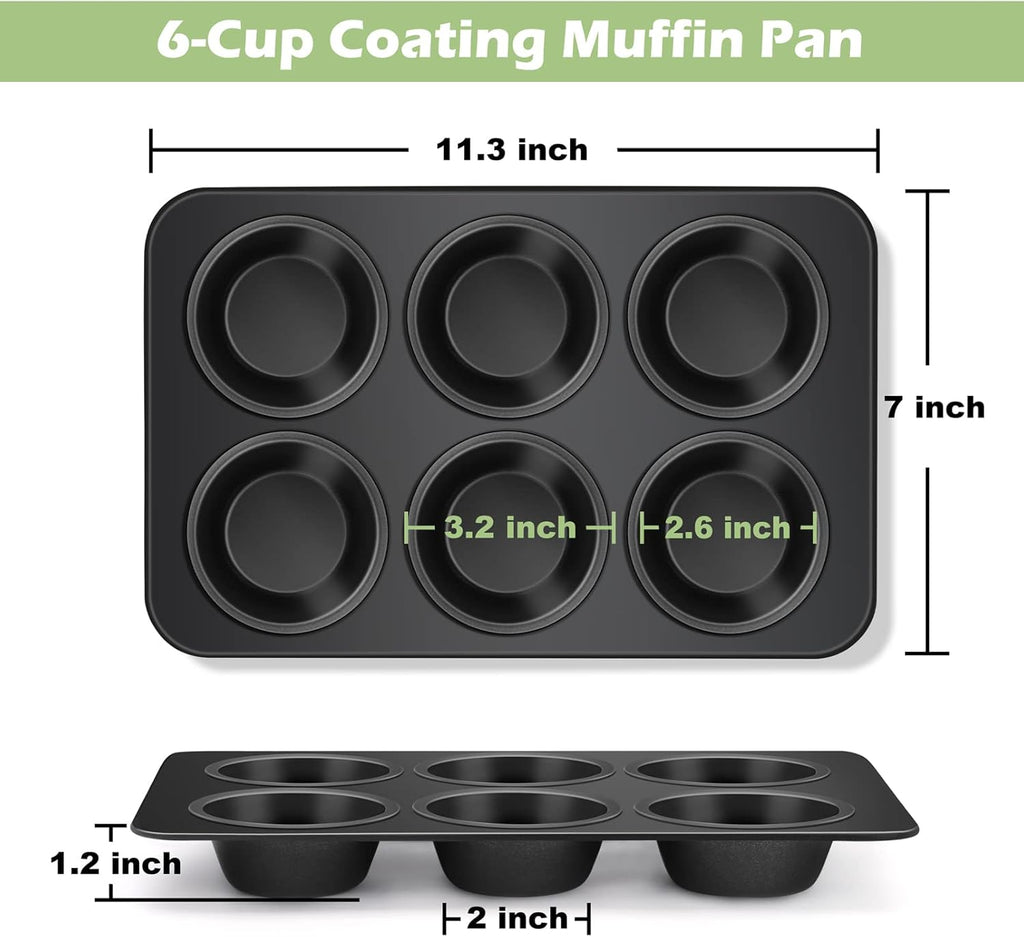 TeamFar Muffin Pan Set of 4, 6 Cup Muffin Tin Cupcake Pan Tray with Nonstick Coating and Stainless Steel Core, for Home/Kitchen Baking, Healthy & Heatproof, Release Easily & Easy Clean