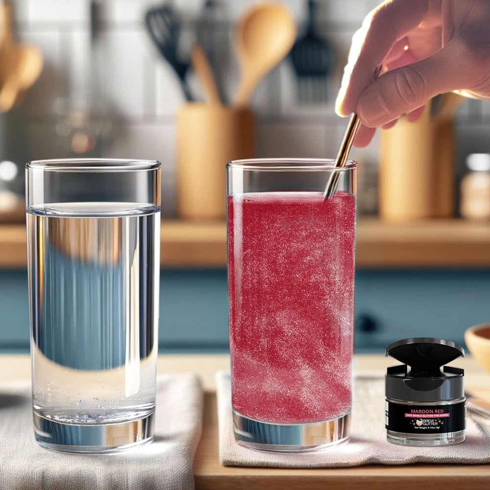 Brew Glitter Maroon Edible Drink Glitter 1x 4g Jar for Cocktails, Beer, & Beverages