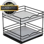 Pull Out Cabinet Organizer for Spices, Cans - Heavy Duty with Lifetime Limited Warranty- Pull Out Spice Rack- Cabinet Pull Out Shelf for Cans,Dishes, Etc, 20-3/8"Wx 10-1/2"D x 2-3/4” H, Black