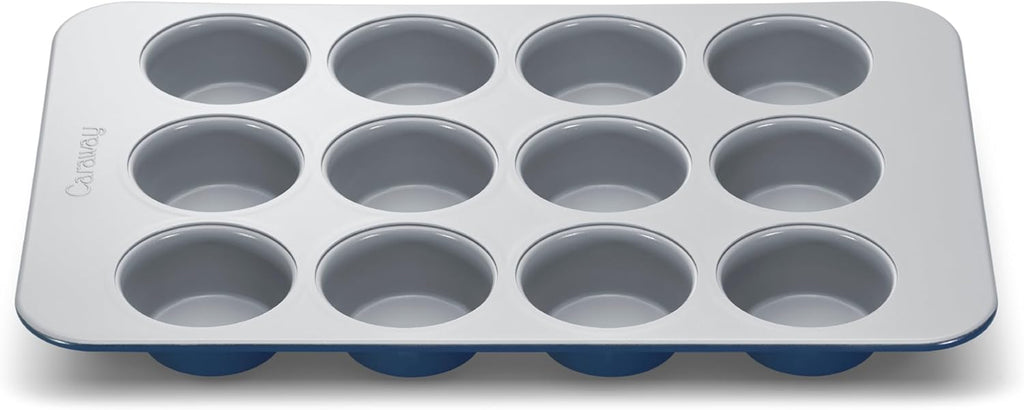 Caraway Non-Stick Ceramic 12-Cup Muffin Pan - Naturally Slick Ceramic Coating - Non-Toxic, PTFE & PFOA Free - Perfect for Cupcakes, Muffins, and More - Navy