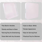 Square White Decorative Serving Tray with Handles, Versatile Ottoman Tray for Coffee Table, Entertaining, Outdoor Patio, Living Room, 13”*13”*1.6”