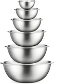 Stainless Steel Mixing Bowl Set, Nesting Bowls for Kitchen Baking, Cooking, Prepping, Kitchen Food Storage Organizers, No Lids (6 Pack)