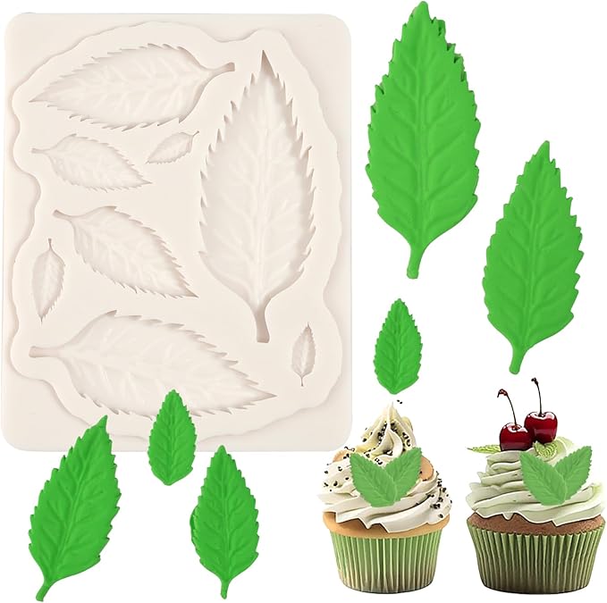 1 Pcs Plant Leaf Chocolate Fondant Mold Reusable Fern Leaf Silicone Mold, for Kitchen Baking Wedding Cake Decoration Cupcake Toppers Biscuit Candy Clay Resin Pendant Plaster