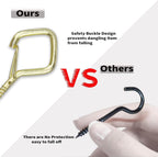 100 PCS Gold Eye Screw Hooks for Hanging Heavy Duty with Safety Buckle.Metal Ceiling Hooks for Hanging Plants Cup Wind Chime Bird Feeders Patio Lights at Indoor&Outdoor