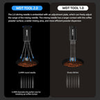 MHW-3BOMBER WDT Tool Espresso Distribution Tool with Magnetic Stand for Barista, Adjustable Range Coffee Needle Stirrer, 304 Stainless Steel 8 Needles 0.4mm with 6 Extra Needles, Black, T6126-OS