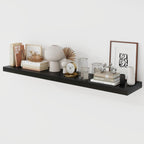 48 Inch Floating Shelves, 9.3" Deep Floating Shelf Wall Mounted, 48" Wall Shelves, Rustic Deep Bookshelf, Large Display Shelves & Storage Shelves for Bedroom, Living Room, Black, Set of 1