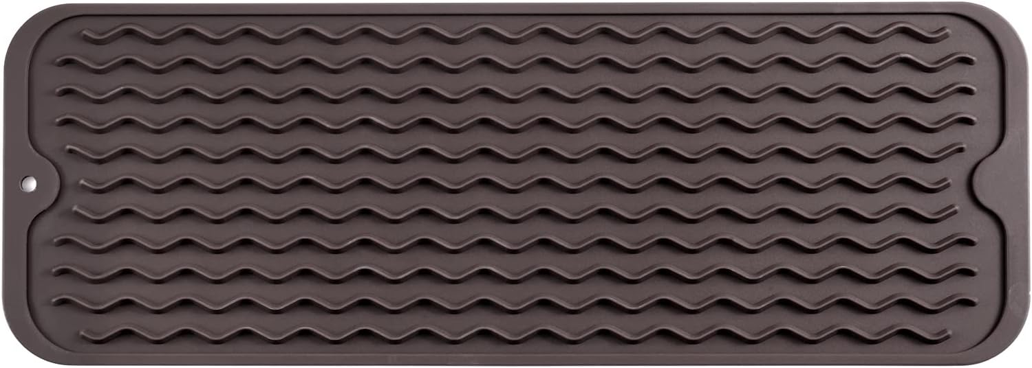 Silicone Dish Drying Mat for Multiple Usage,Easy clean,Eco-friendly,Heat-resistant Silicone Mat for Kitchen Counter,Sink,Bar,Bottle,or Cup Coffee M 17 inches x 6 inches