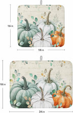 Fall Dish Drying Mat for Kitchen Counter Green Pumpkin Drying Pad Absorbent Drying Mats for Countertops Sinks Draining Racks Eucalyptus Leaves Drainer Holiday Harvest Thanksgiving Decorations 18x24