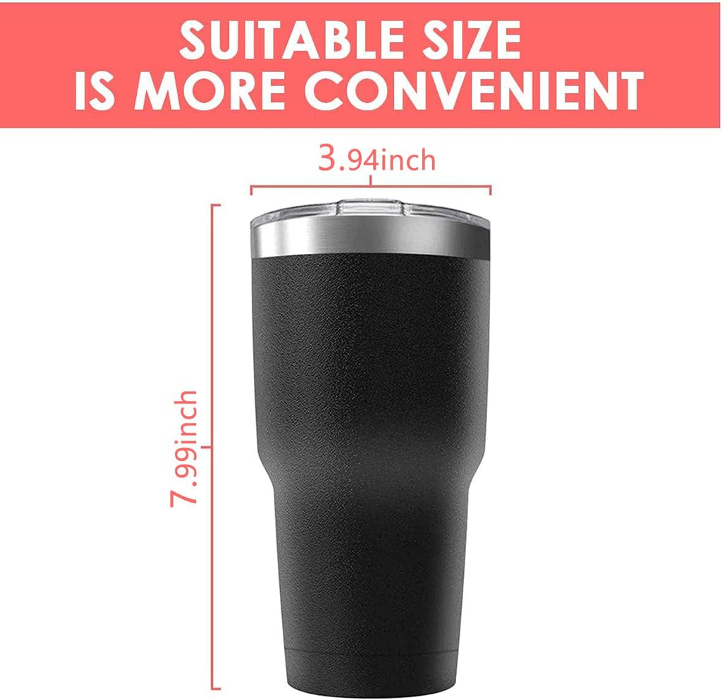 30oz Stainless Steel Travel Mug with Lid, 6 Pack Double Wall Vacuum Insulated Bulk Tumbler, Powder Coated Coffee Cup Suitable for Vehicle Cup Holders(Black)